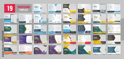 Corporate postcard design template. amazing and modern postcard design. stylish corporate postcard design bundle photo