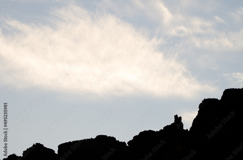 Rocky profile and clouds. Teide National Park. Tenerife. Canary Islands. Spain.
