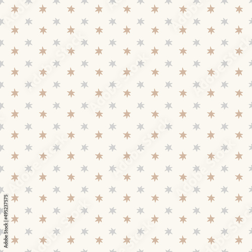 Calm newborn minimal star seamless pattern. Gender neutral baby nursery decor background. Scandi style sketch wallpaper background tile or toddler inclusive apparel fashion.