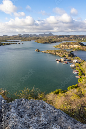 Beautiful Santa Martha Bay from a lookout on the island Curacao in the Caribbean