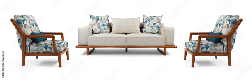 Modern furniture set on white background Modern furniture set on white background