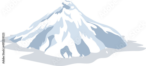 Inactive Volcano Colored Illustration