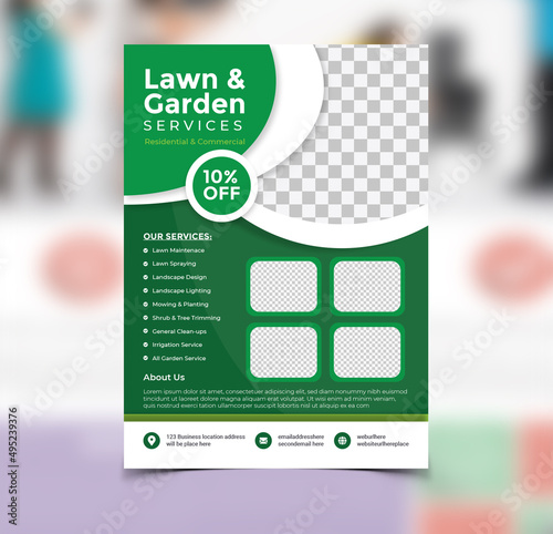 lawn care flyer design template. landscaping and gardening lawn care service flyer, poster, leaflet design