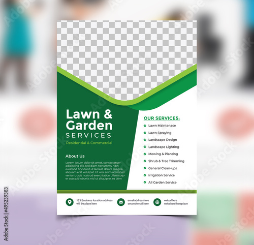 lawn care flyer design template. landscaping and gardening lawn care service flyer, poster, leaflet design