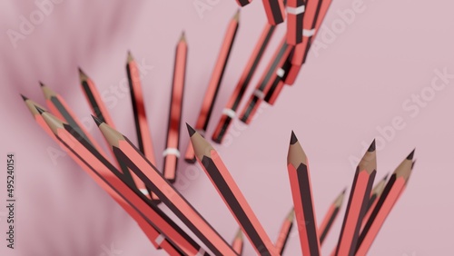 Fototapeta Naklejka Na Ścianę i Meble -  A Set of Wooden Sharpened Red & Black Pencils