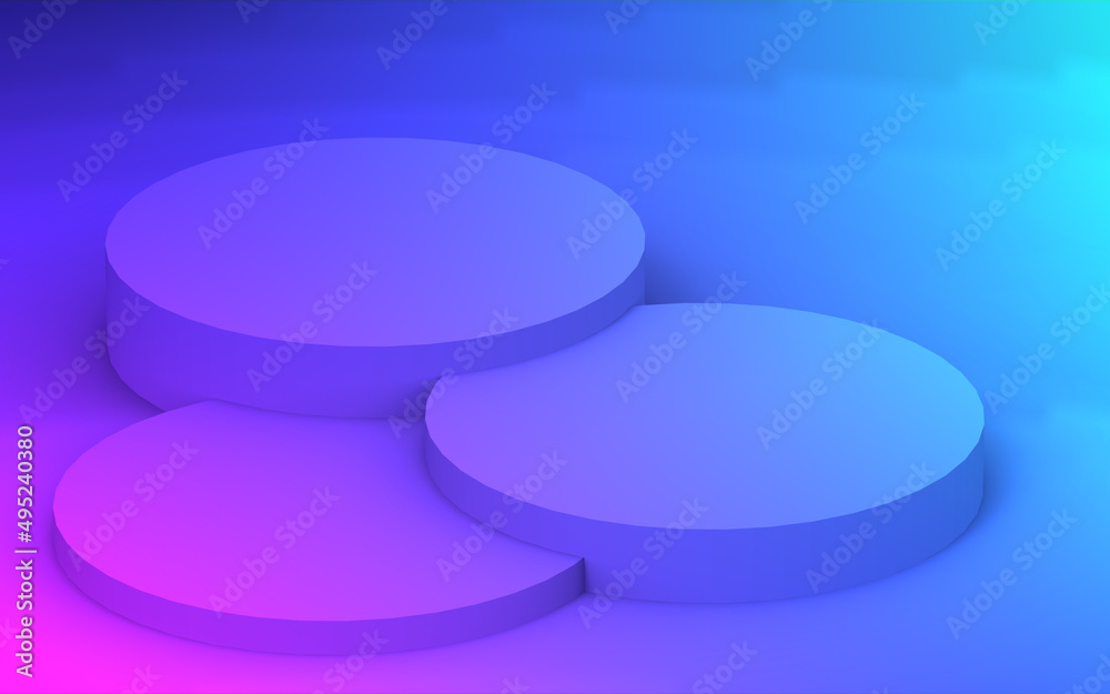 3d purple blue neon light cylinder podium minimal studio gradient dark colors background. Abstract 3d geometric shape object illustration render. Display for nightclub party and technology product. 3d purple blue neon light cylinder podium minimal studio gradient dark colors background. Abstract 3d geometric shape object illustration render. Display for nightclub party and technology product.