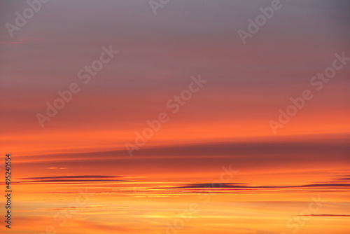 Sunset with clouds. Gentle shades of pink.