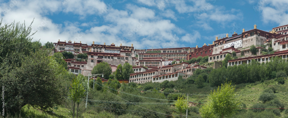 Ganden Monastery located at the top of Wangbur Mountain is one of the 