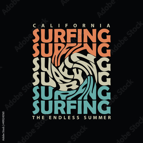 Surfing illustration typography. perfect for t shirt design