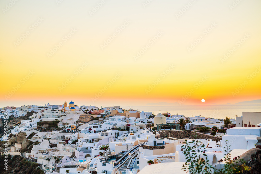 Sunset view of Santorini island in Greece