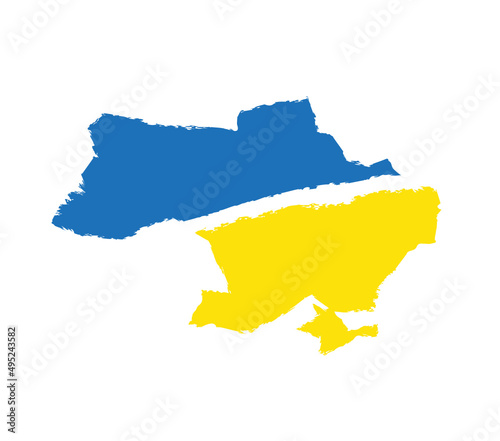 Map of Ukraine in national flag colors