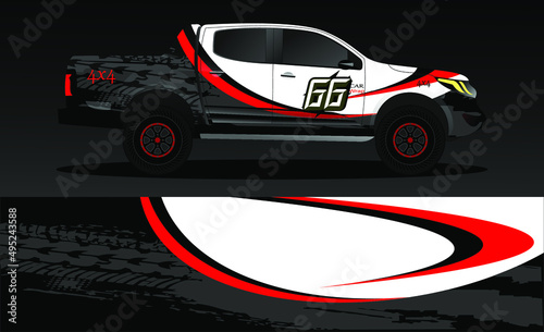 Editable template for wrapping trucks with abstract stickers. High resolution vector graphics.