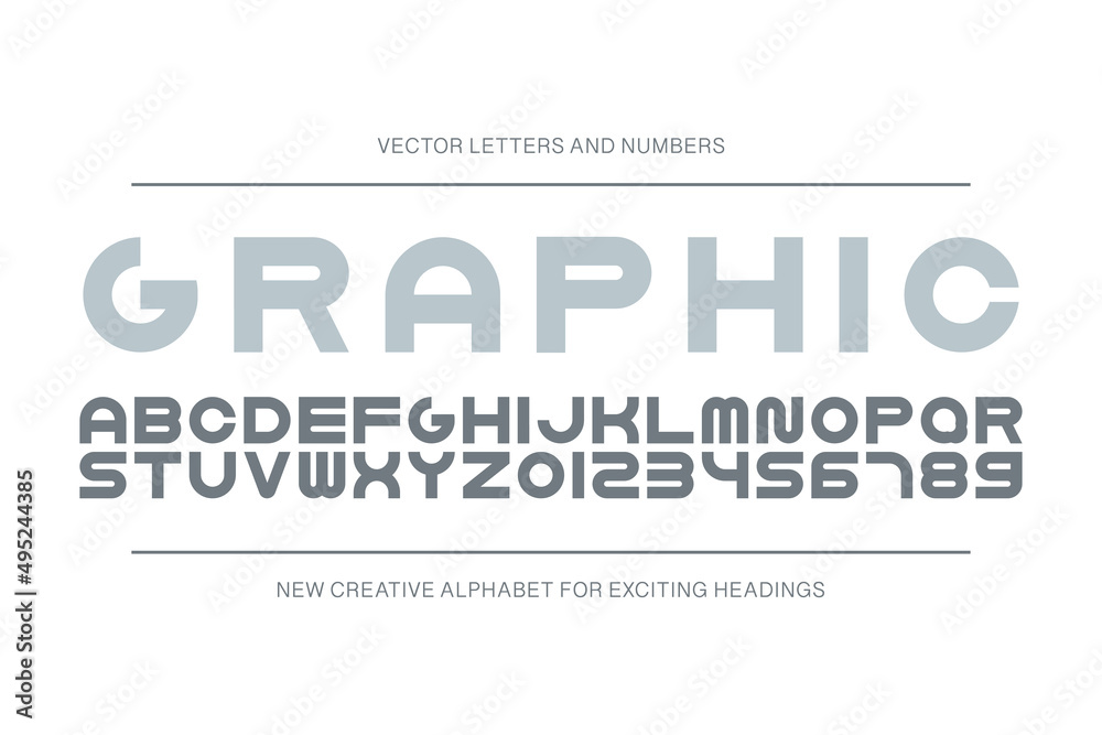 Bold stylish font. Vector english alphabet. Unusual latin letters and numerals