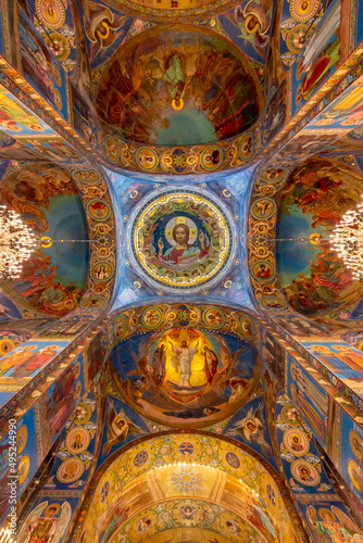 Ceiling in church of Savior on spilled blood, Saint Petersburg, Russia
