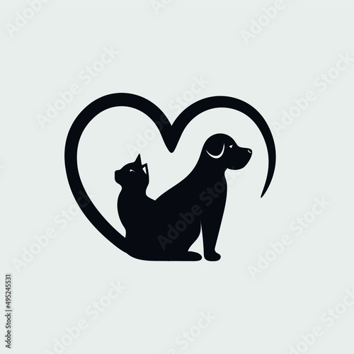 Cat and dog love logo
