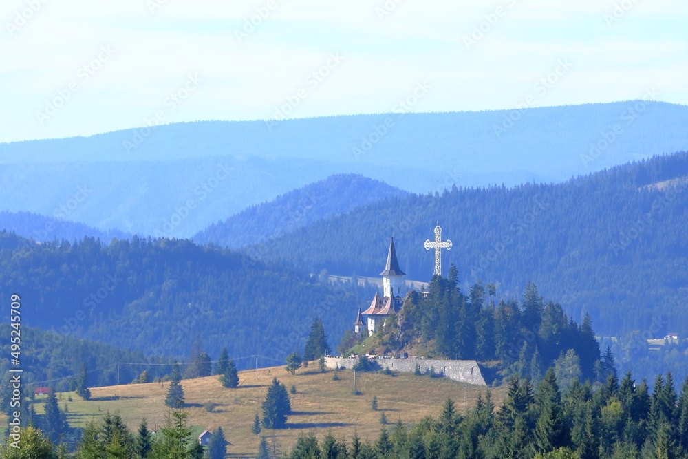 Landscape at Pasul Tihuta in Romania by autumn