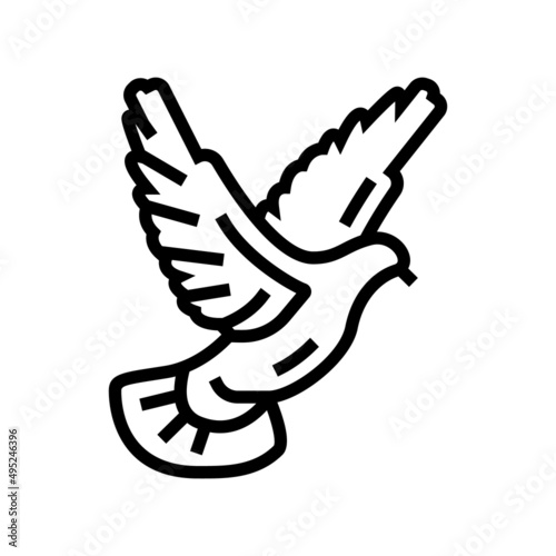 flying dove line icon vector. flying dove sign. isolated contour symbol black illustration