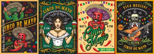 Creative posters set with Mexican characters © DGIM studio