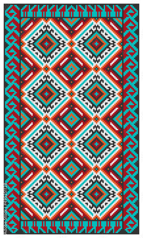 Ethnic geometric blanket. American Indians style. Bright modern colors. 