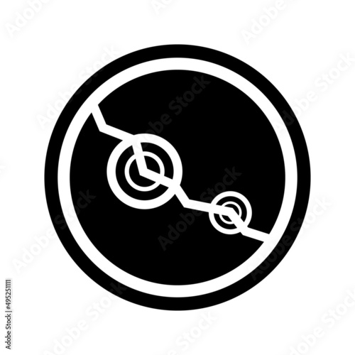 Black earthquake symbol. Fault zone logo.