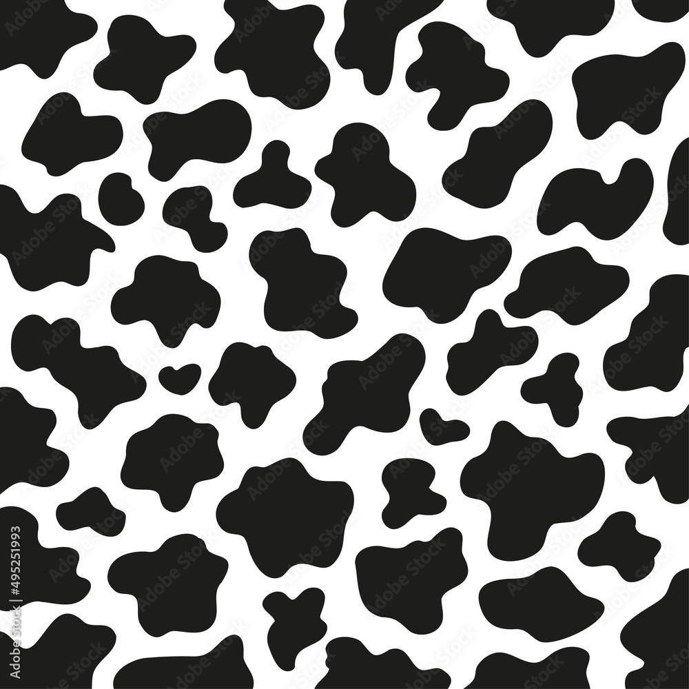 Black polka dot background of milk cow leather.