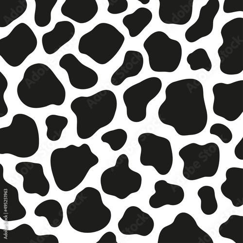 Black polka dot background of milk cow leather.