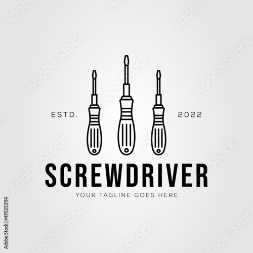 three screwdriver electric tool logo vector illustration design