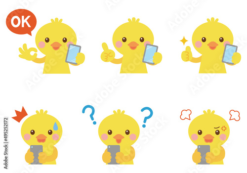 ひよことスマホ　イラストセット