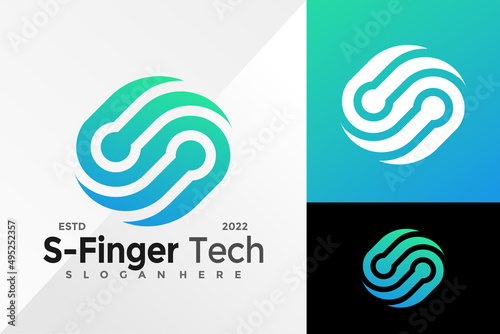 Letter S Finger Technology Logo Design Vector illustration template