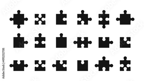 Puzzle pieces set. Jigsaw. Puzzles. Vector illustration