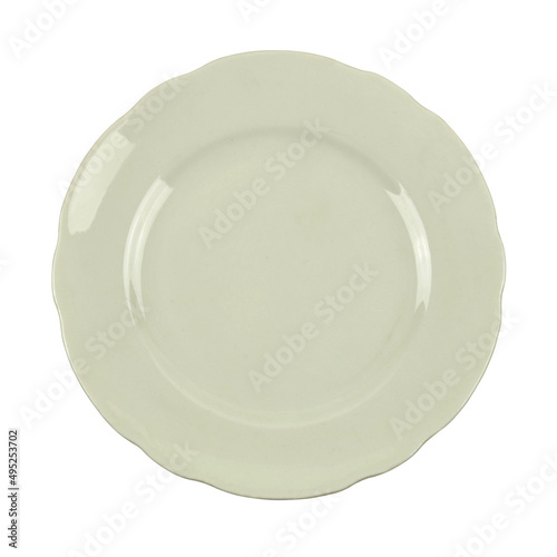 White empty plate isolated on white background