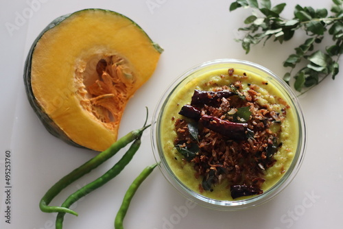 Coconut based pumpkin curry. A pumpkin side dish to go with rice, part of kerala meals. Commonly known as Pumpkin erissery photo