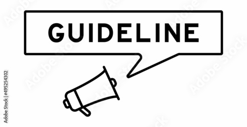 Megaphone icon with speech bubble in word guideline on white background