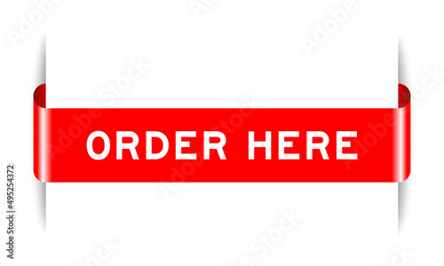 Red color inserted label banner with word order here on white background