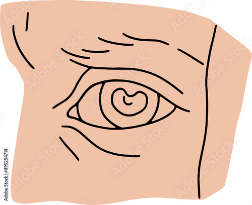 Abstract Ancient Greek Eye Sculpture Cartoon Illustration