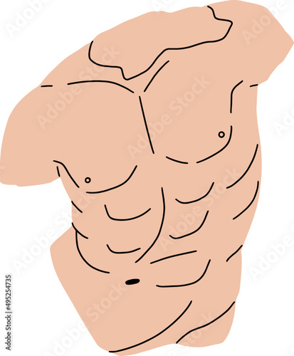 Abstract Male Muscular Torso Cartoon Illustration