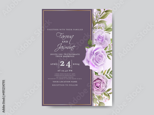 Soft purple Roses wedding invitations