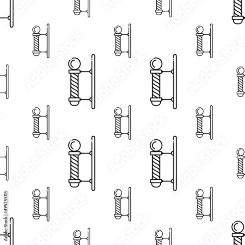 Barber Pole Icon Seamless Pattern, Barber Shop, Place Striped Sign Pole