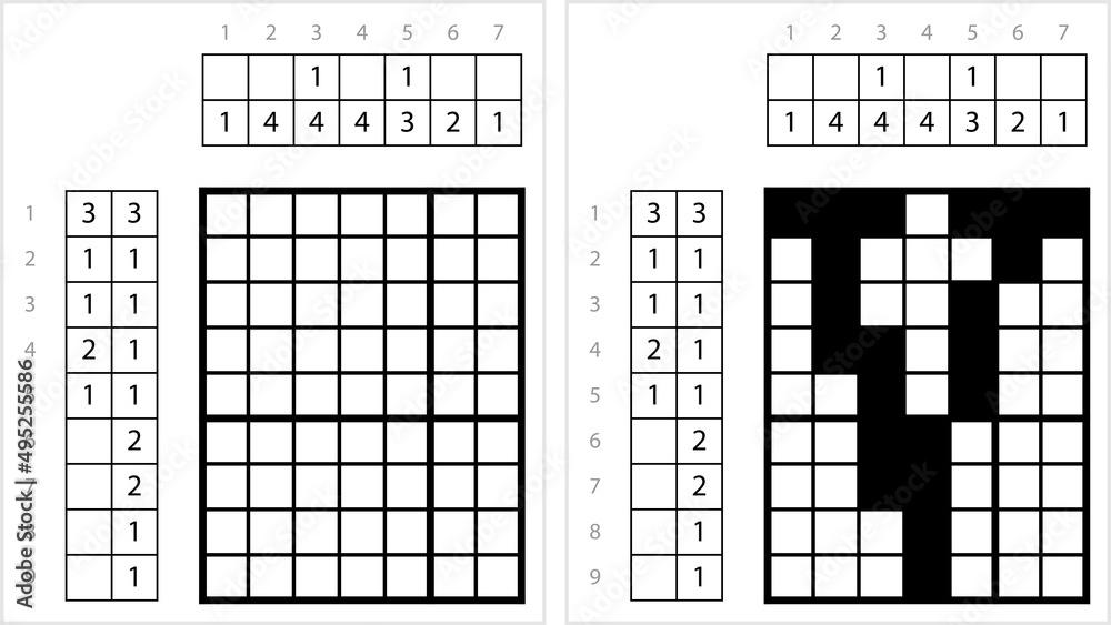 Fototapeta premium Alphabet V Lowercase Nonogram Pixel Art M_2203001