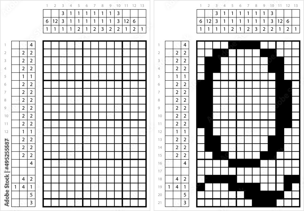 Fototapeta premium Alphabet Q Nonogram Pixel Art M_2203001