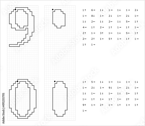 Number Nine Zero Graphic Dictation Drawing M_2203001