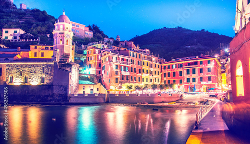 Magical landscape in Vernazza, Cinque Terre, Italy, Europe at night.