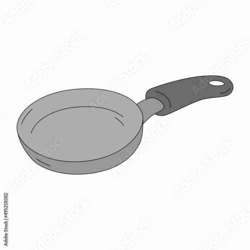Vector illustration of a frying pan in cartoon style. Skillet isolated on background. Cookware for fry food