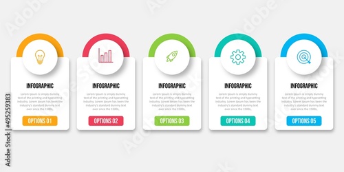 Creative concept for infographic with 5 steps, options, parts or processes. Business data visualization