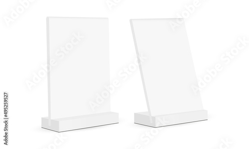 Desk Sign Holders for Menu, Card or Prices, Isolated on White Background. Vector Illustration