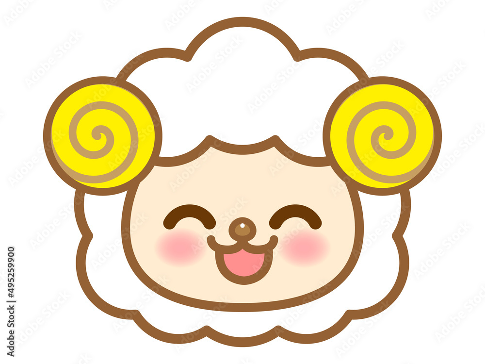 かわいい羊の顔アイコンイラスト_ベクター かわいい羊の顔アイコンイラスト_ベクター