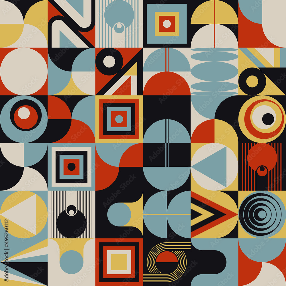 Bauhaus Aesthetics Graphics Art Made Vector Geometric Shapes And Abstract Forms