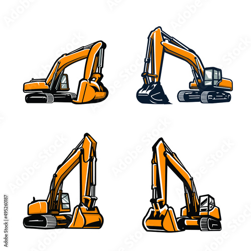 Excavator vector template set bundle. Best for construction and earth moving related business