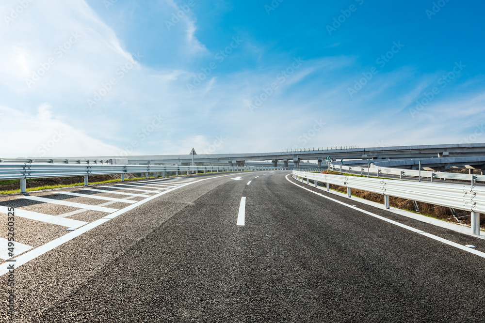 Asphalt highway and beautiful sky cloud landscape. Road and sky cloud background.