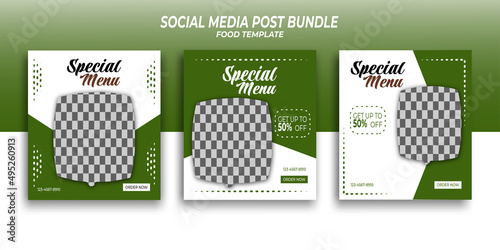 green and white minimalist social media post template bundle